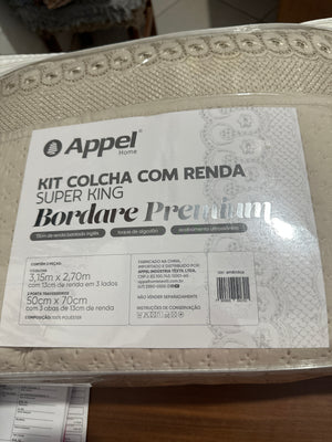 Kit Colcha com Renda Super King Bordare Premium
