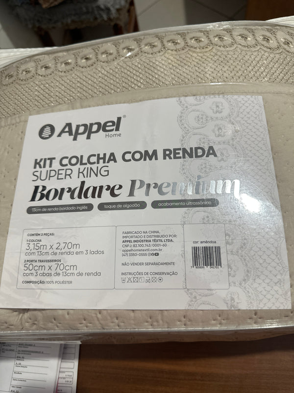 Kit Colcha com Renda Super King Bordare Premium