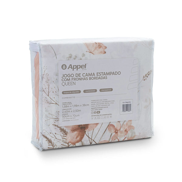 Jogo Cama Estampado Fronhas Bordadas Queen