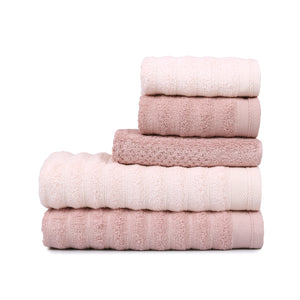 Jogo Toalhas Aura Rosa e Bege 5 Pecas