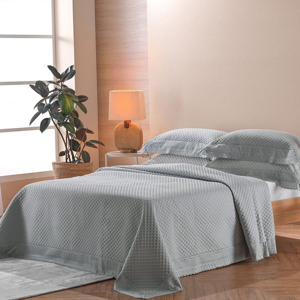 Kit Colcha Bordare Premium Cinza