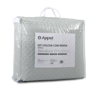 Kit Colcha Bordare Premium Cinza