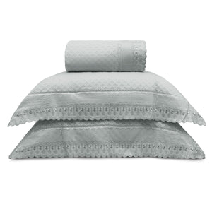 Kit Colcha Bordare Premium Cinza